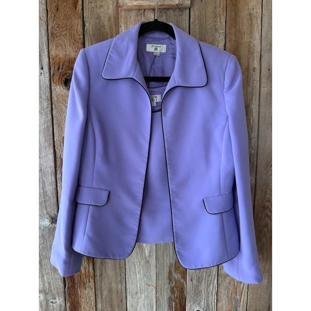 Lilac 3 Piece Ladies Stresa Suit  Size 8 - Jacket, Sleeveless Blouse & Slacks